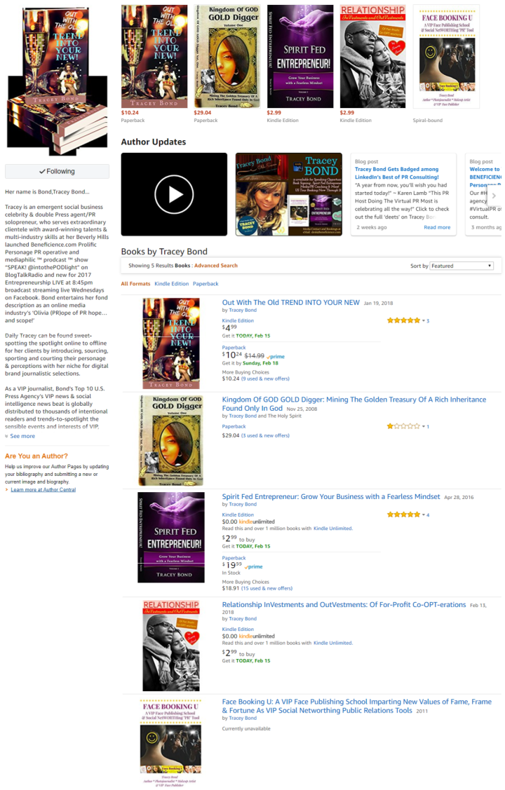 Screenshot - Books By Tracey Bond on AMAZON